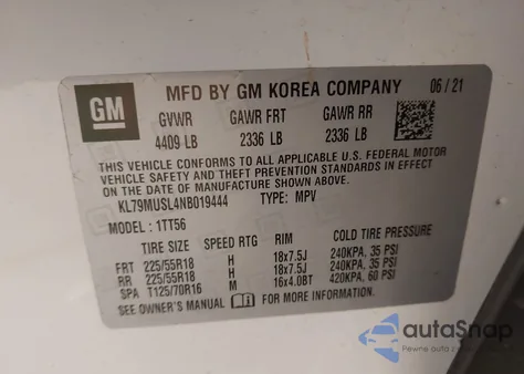 2022 Chevrolet Trailblazer Awd Rs from USA, damaged, VIN KL79MUSL4NB019444